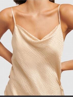 Bar III Champagne Cowl Neck Satin Camisole